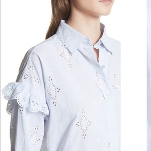 Joie Cenedra Striped Broderie Anglaise Shirt